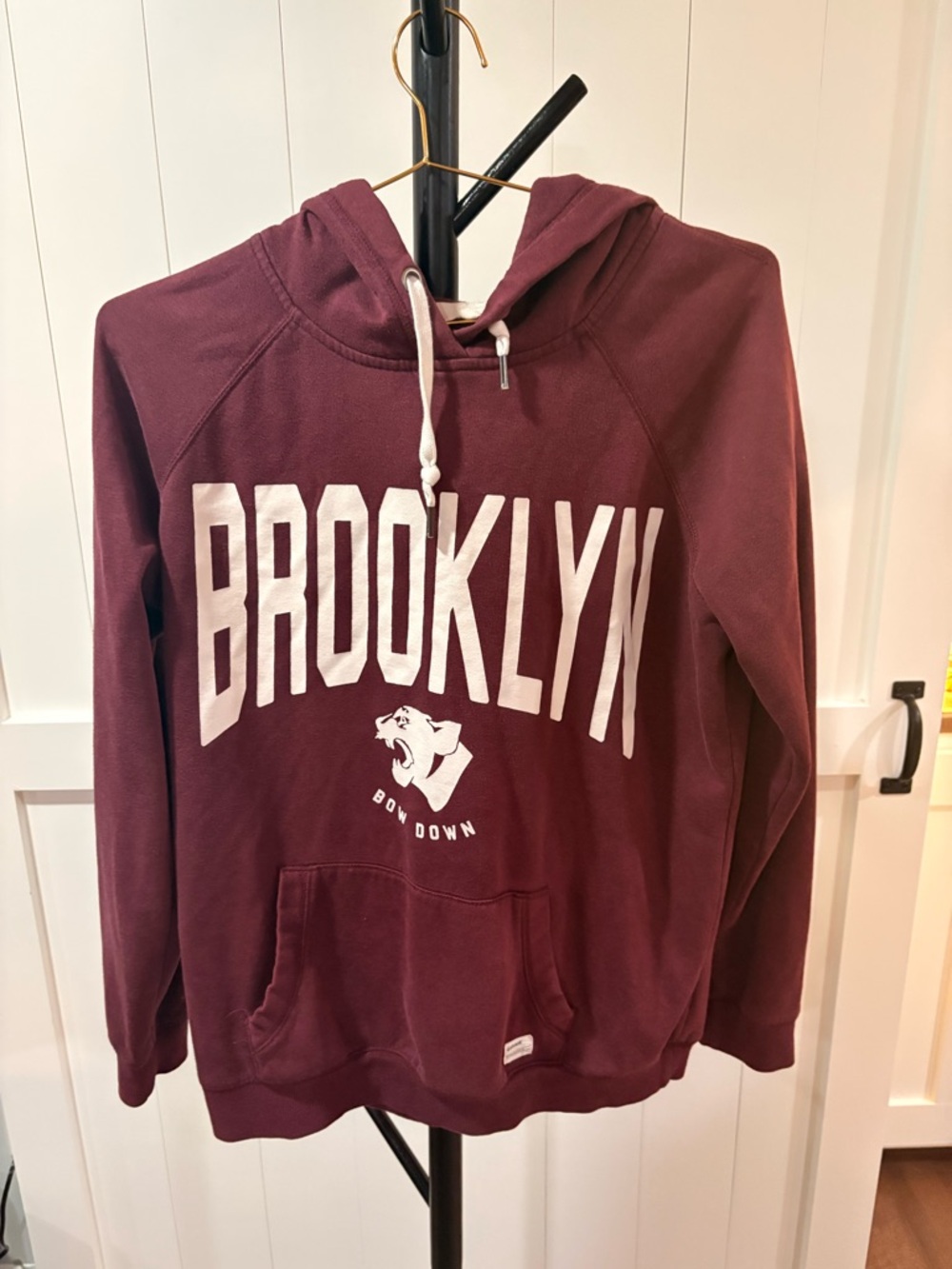 Garage Maroon Boyfriend Hoodie with White Label